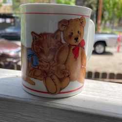 Vintage Cat And Bear Mug 
