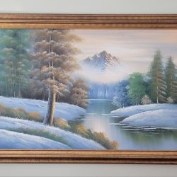 Large Framed Canvas Painting