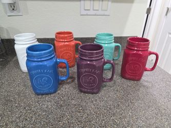 County Fair Stoneware Mason Jar Mugs Set of 6