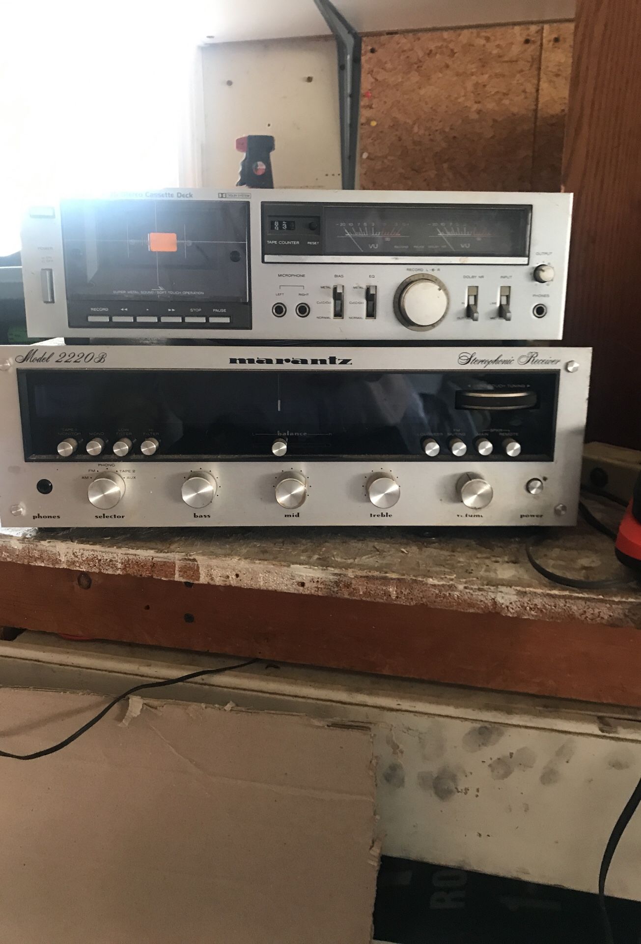 2220b Vintage Marantz receiver with Cassette deck and recently reworked speaker.LOUD and CLEAR