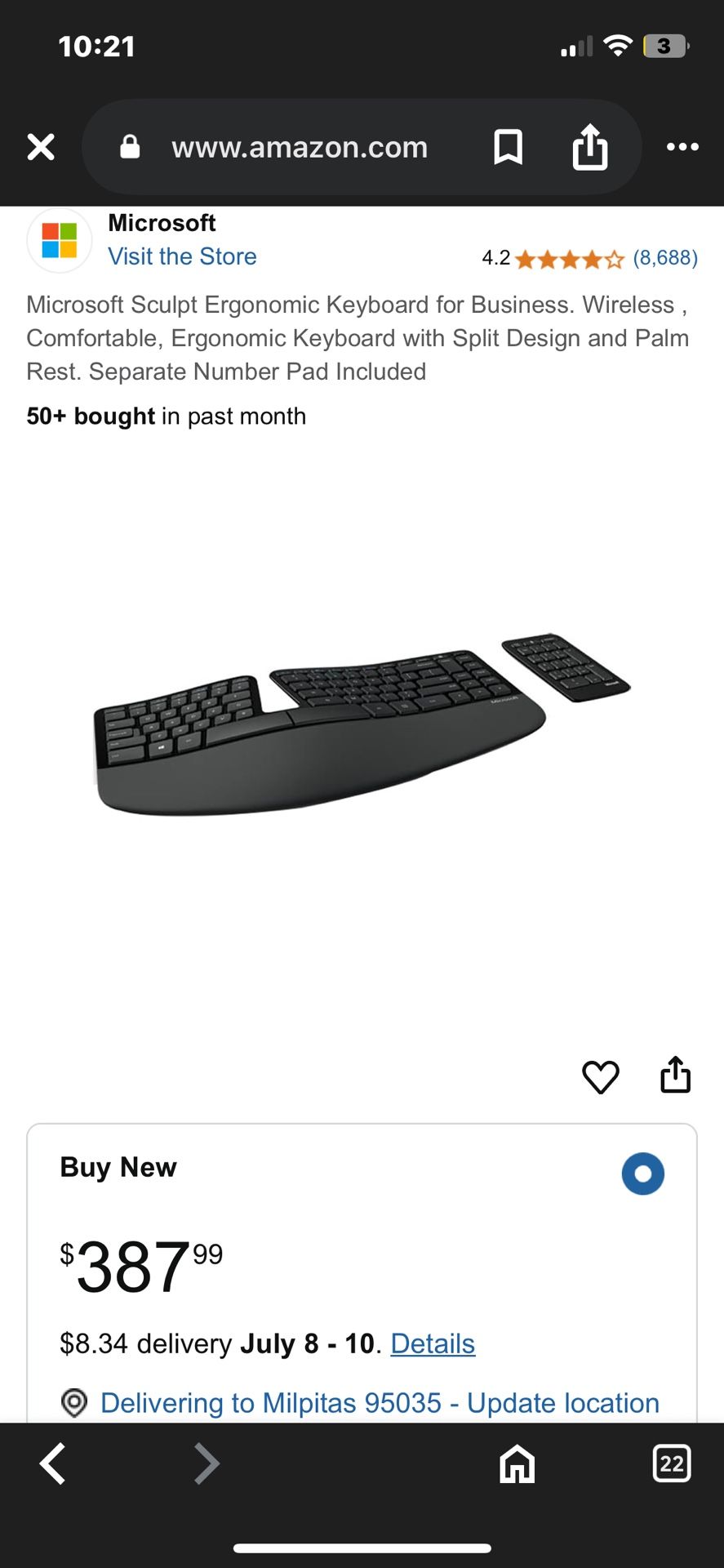 Microsoft Ergonomic Wireless Keyboard