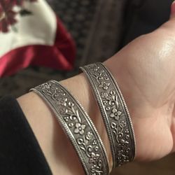 925 Sterling Silver Set Of 2 Bracelets 