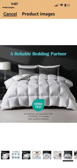Oversized King Goose Feather Down Fiber Comforter, White 116"x98" 100% Cotton Cover, All Season Hotel Luxury Duvet Insert, Soft Fluffy, Breathable, Me
