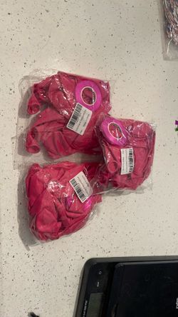 75 hot pink balloons with string