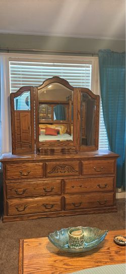 Oak dresser and mirror