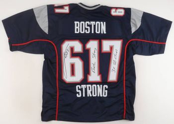 Joe Andruzzi Signed Jersey Inscribed "Boston Strong" & "3x SB Champs" (JSA Certified)