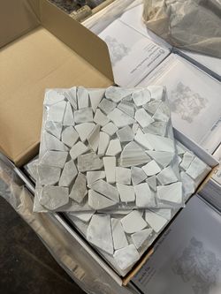 Marble Tile Calacatta Shore Pebble Backsplash 12in x12in Sheet