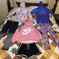 Girls 6 Pc Clothing Lot Size 10/12 Adidas, Nike, Reebok, Etc