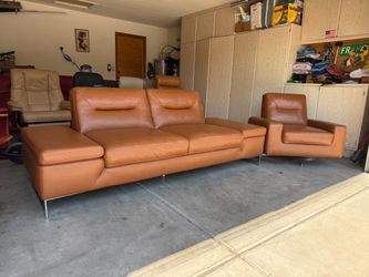 W. Schillig Premium German Leather Sofa & Swivel Chair Set