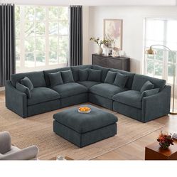 Charcoal Grey Down Feather Sectional