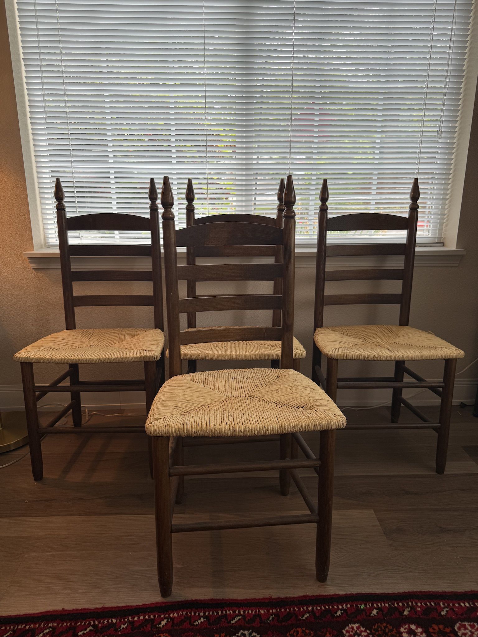 Set of 4 vintage ladder back chairs