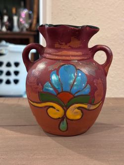 Hand-Painted Talavera Style Ceramic Vase
