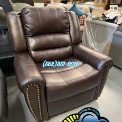 Brown Faux Leather Recliner Couch Sofa New 