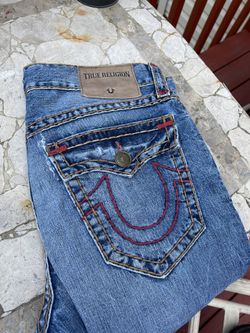 New Men's True Religion Core Vintage Straight Blue Jeans Size 34x26