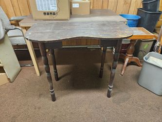 Antique Wood Side Table with Turned Legs