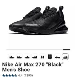 BNWB NIKE AIRMAX 270 TRIPLE BLACK MENS SHOES SIZE 9 $140 O.B.O 