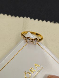Pandora Gold-Tone Ring with Double Stone