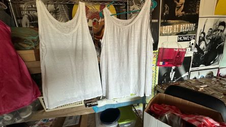 Eileen Fisher white linen blend tank top shirts