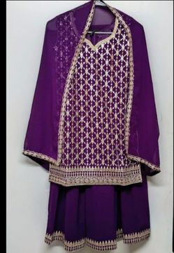 Purple Embroidered Salwar Kameez Set