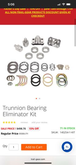 Trail Gear Trunnion Eliminator Kit 