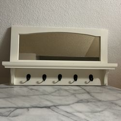 Wall mirror  and shelf with hooks