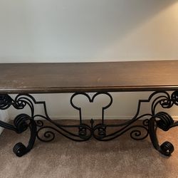 Oak Console Table With Metal Frame