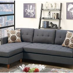 REVERSIBLE SECSIONAL BLUE GREY NEW IN BOX UPHOLSTERY ( LINEN-LIKE FABRIC)☎️1714586**2564
