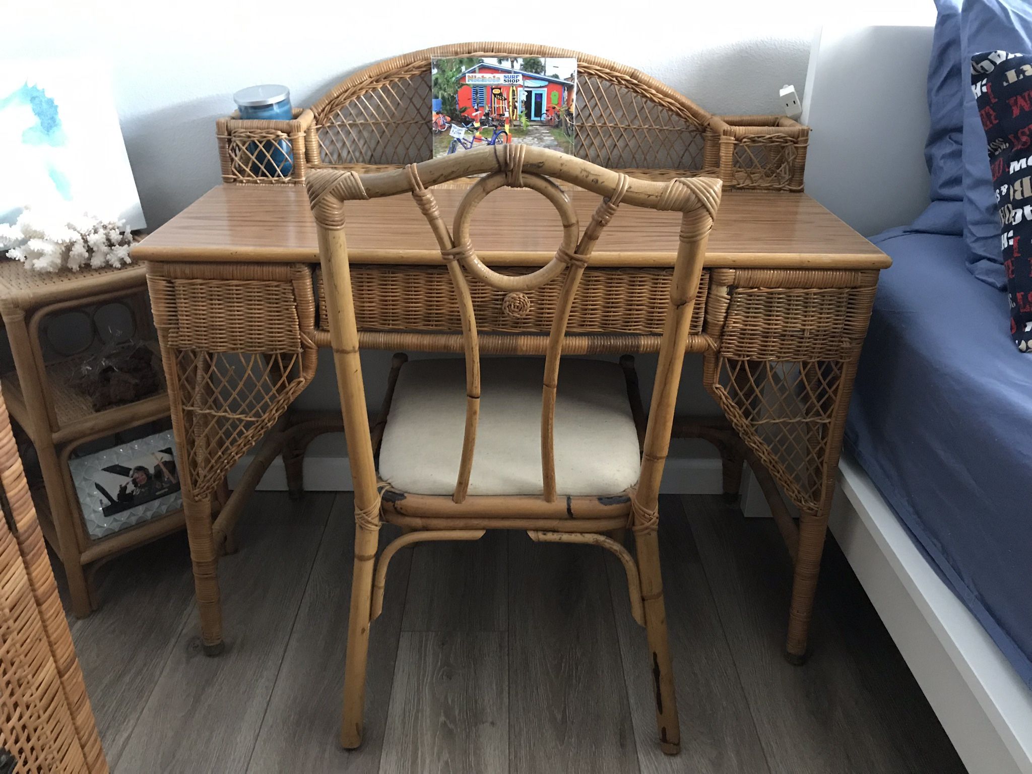Wicker Desk And Chair