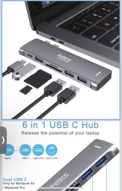 Selore&S-Global USB C 6 in 1 USB C Adapter for MacBook Pro/MacBook Air 2020 2019 2018 13" 15" 16"
