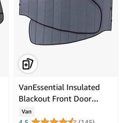 VanEssential Insulated Blackout Front Door Window Covers Designed for Ford Transit Van High and Medium Roof Year 2015 to Current (Pair) - Charcoal Gra
