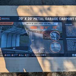 20x20 Enclosed Metal Carport TMG