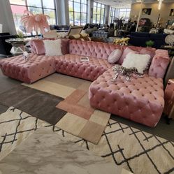 Pink Double Chaise Sectional