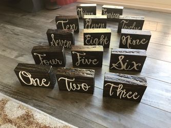 Custom Handmade Wooden Table Numbers