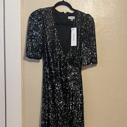 Elegant Black Sequins Dress