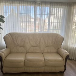 Classic Ivory Leather Couches 
