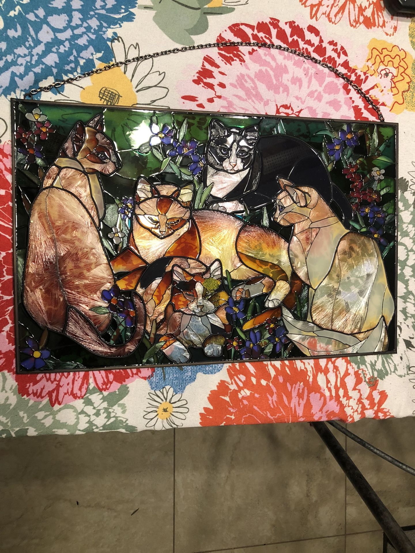 Stained glass cat picture