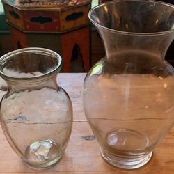 Pair Of Clear Glass Vases