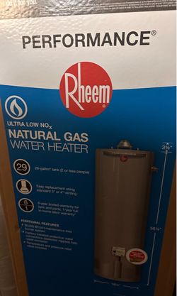New Rheem water heater 29gallons