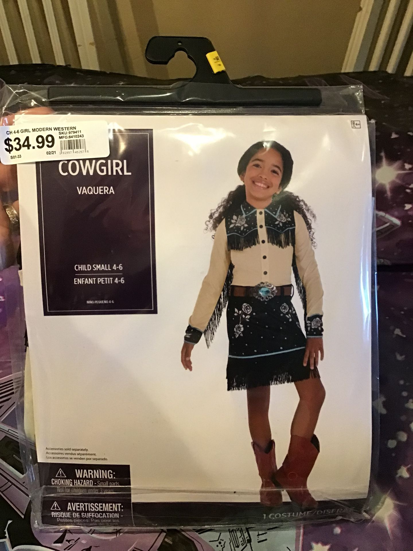 Cowgirl Child Costume Size Small 4-6