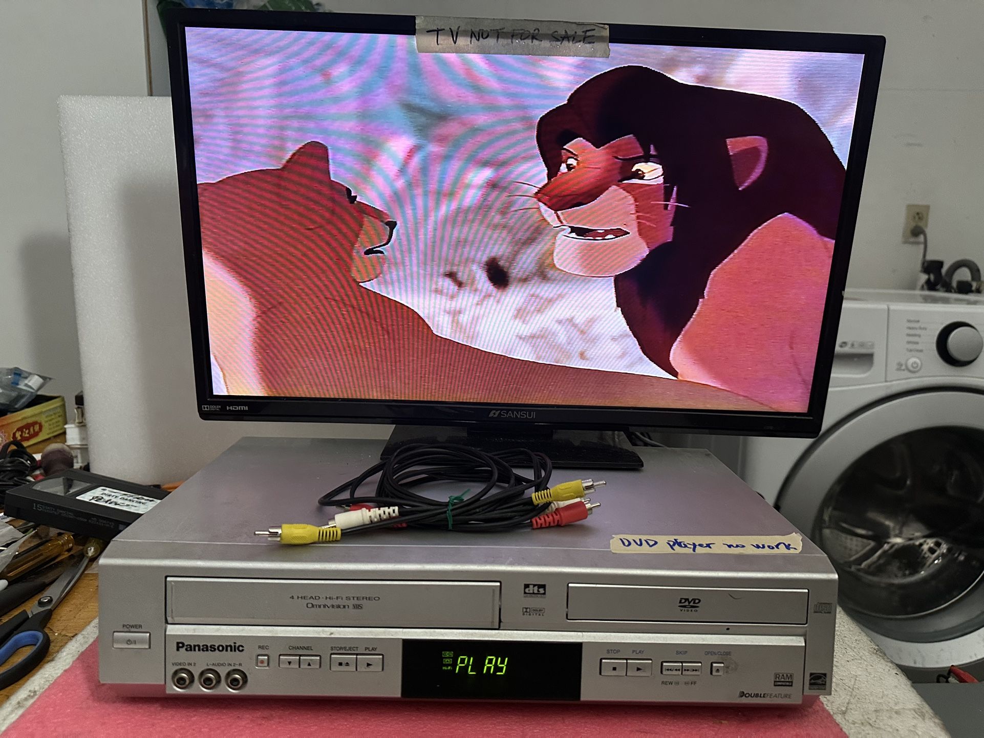 PANASONIC PV-D4744S DVD/VCR COMBO PLAYER 4 HEAD VHS ( DVD PLAYER NO WORK)