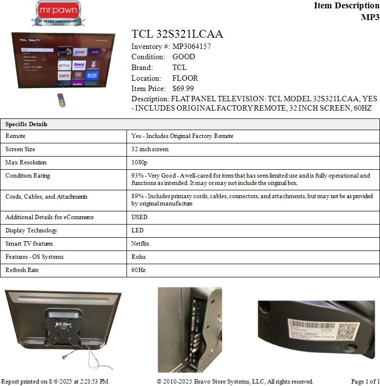 TCL 32in Smart TV-MP4157