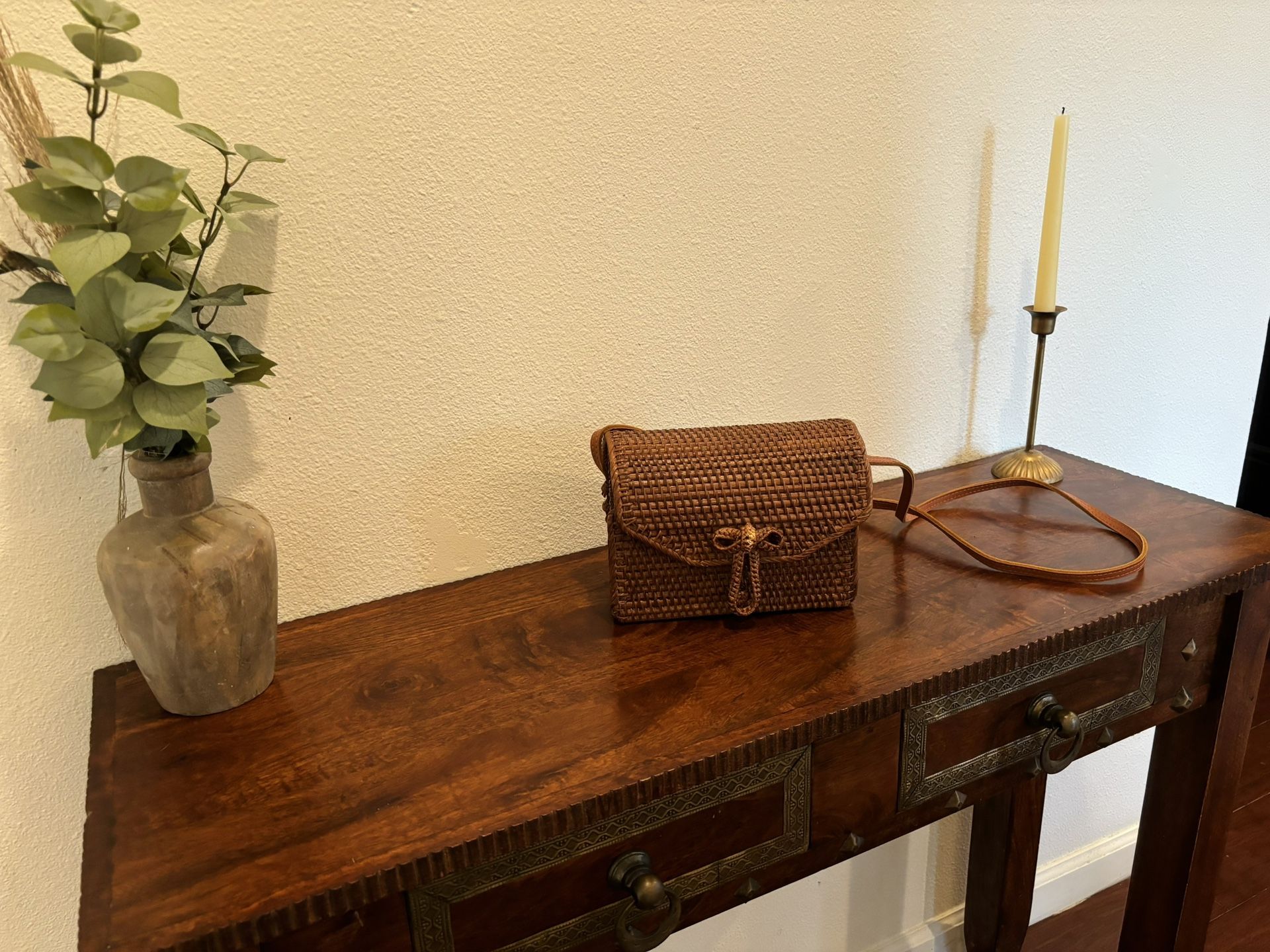 Wicker Messenger Purse (New)