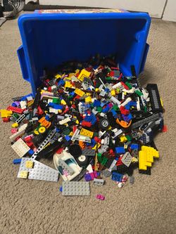 Bin of Lego blocks for building