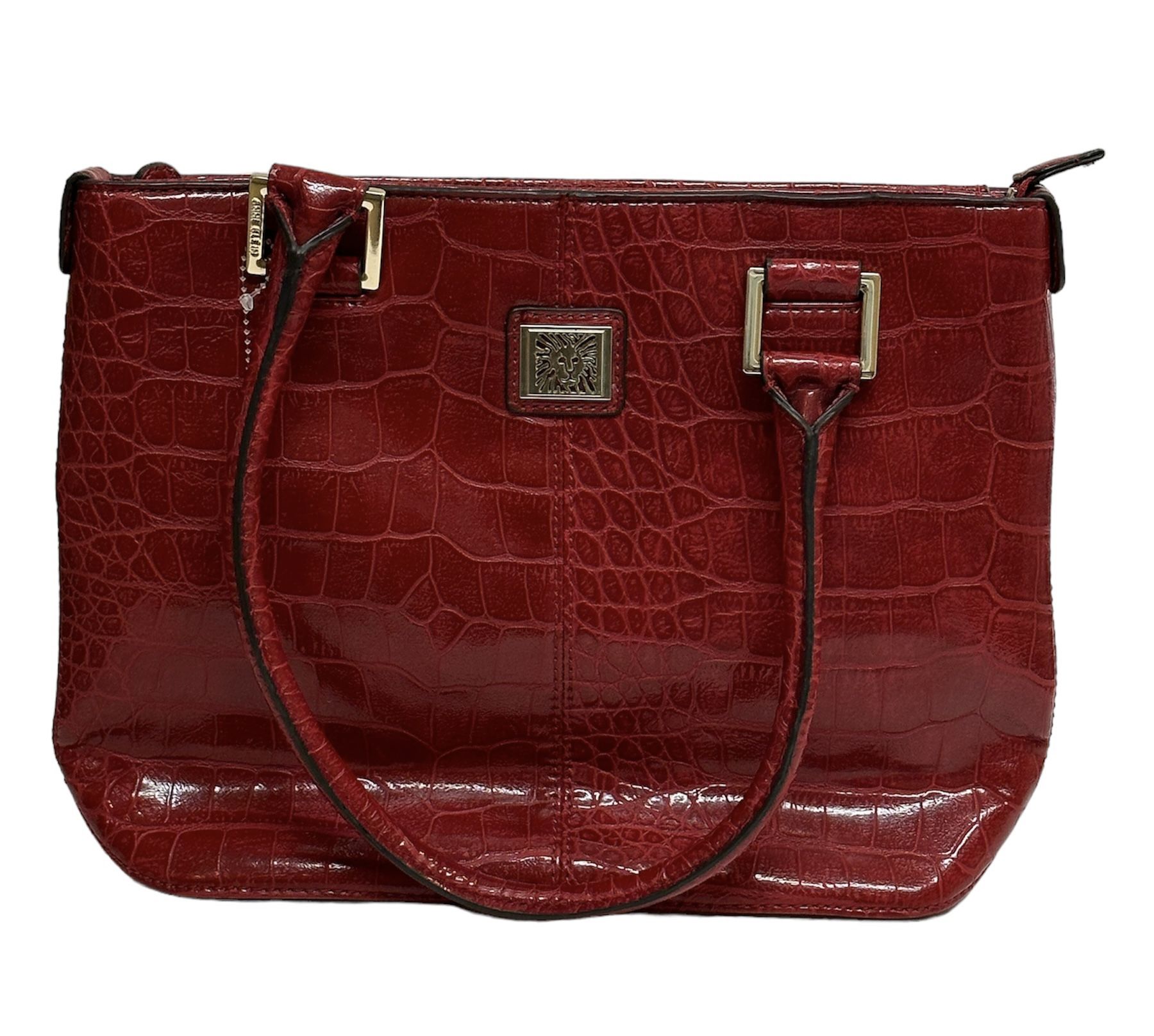 Anne Klein Women’s Red Snakeskin Textured Shoulder Bag Purse