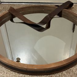 24” Barrel Frame Mirror with Leather Strap
