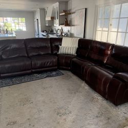 Brown Leather Sectional Couch With Recliners
