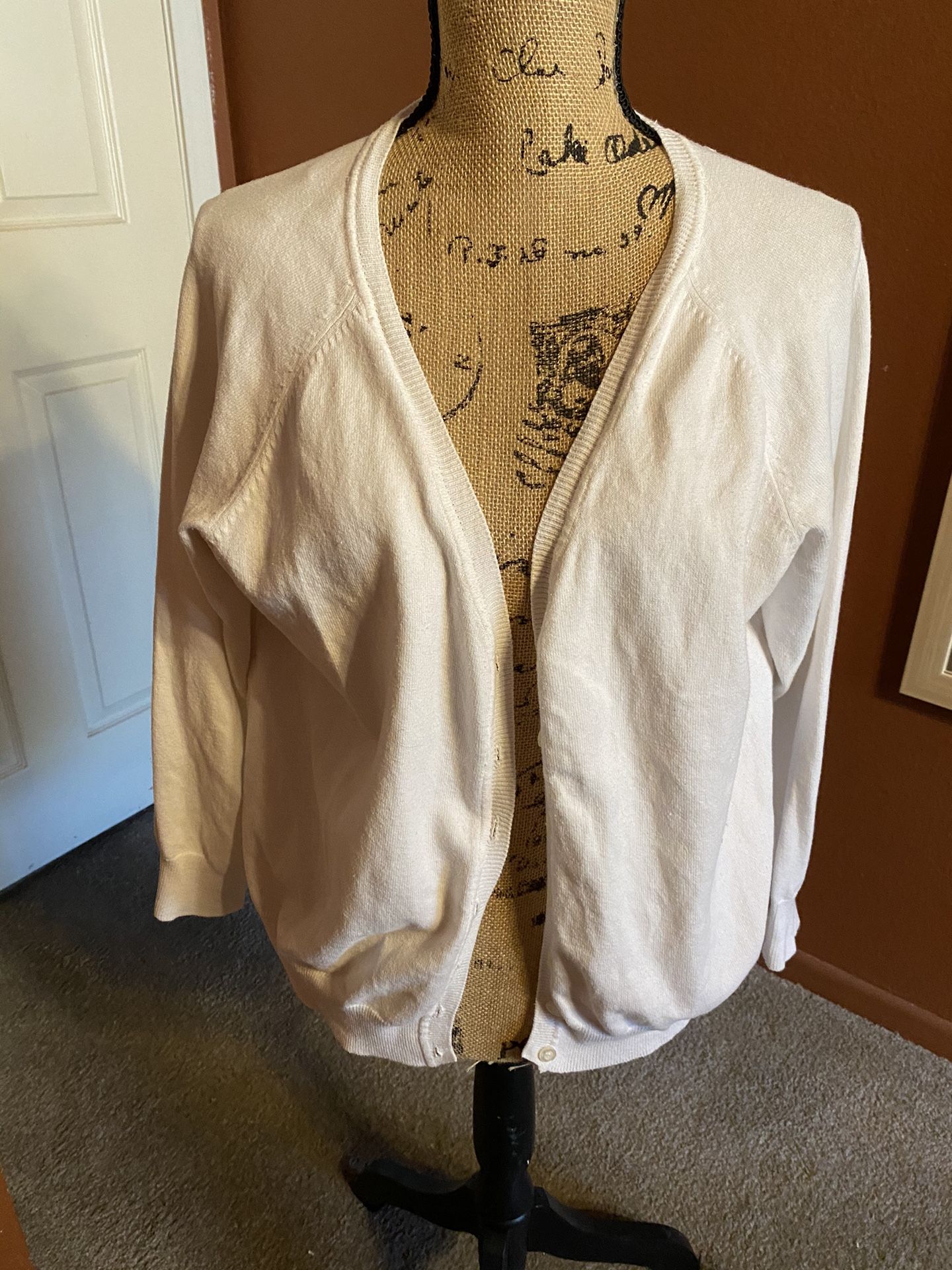 White Cardigan; Plus Size XL