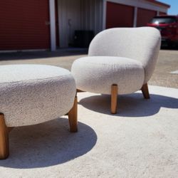 BRAND NEW Mid-Century Modern Chair and Stool