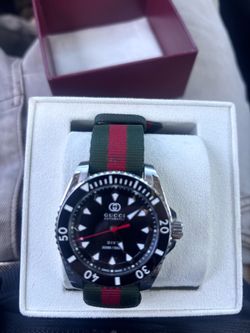 Gucci Dive Green and Red Nylon-Strap Watch, 40mm