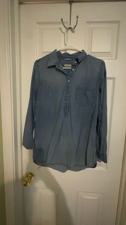 Blue  Half-Button Long Sleeve Shirt